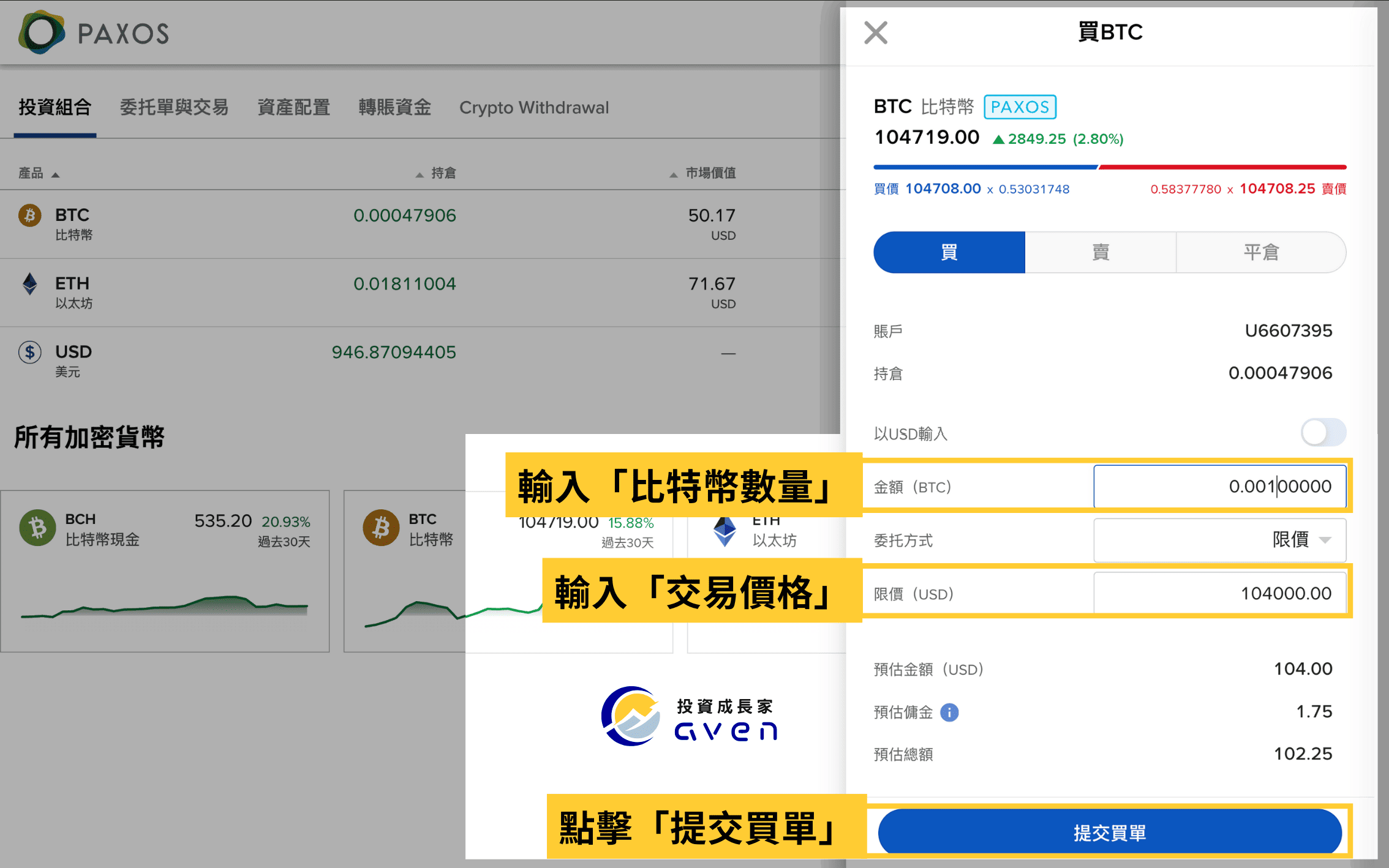 盈透證券IBKR、IB買加密貨幣、IB比特下單教學（買入限價單）