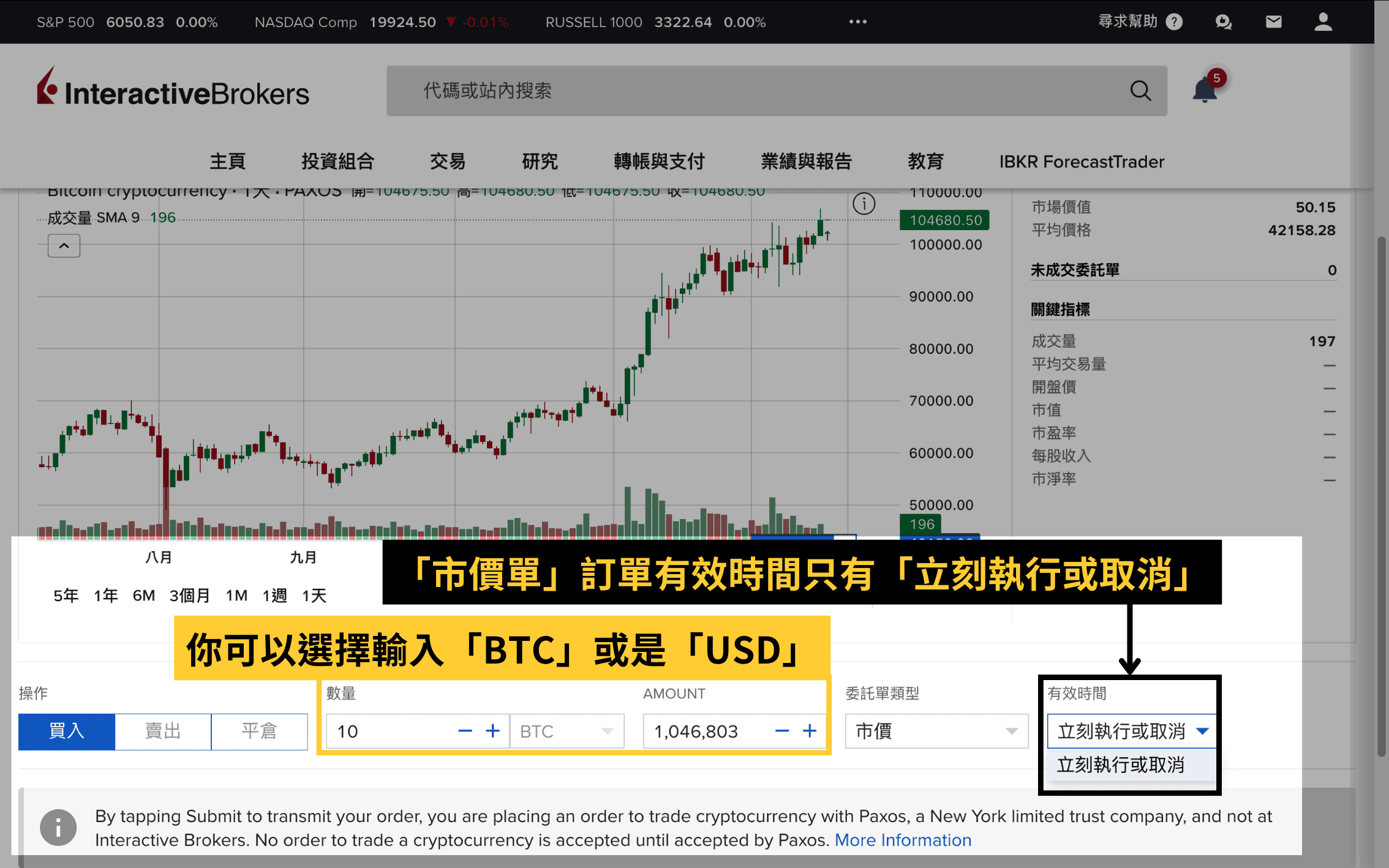 盈透證券IBKR、IB買加密貨幣、IB網頁介面下單教學（Crypto）