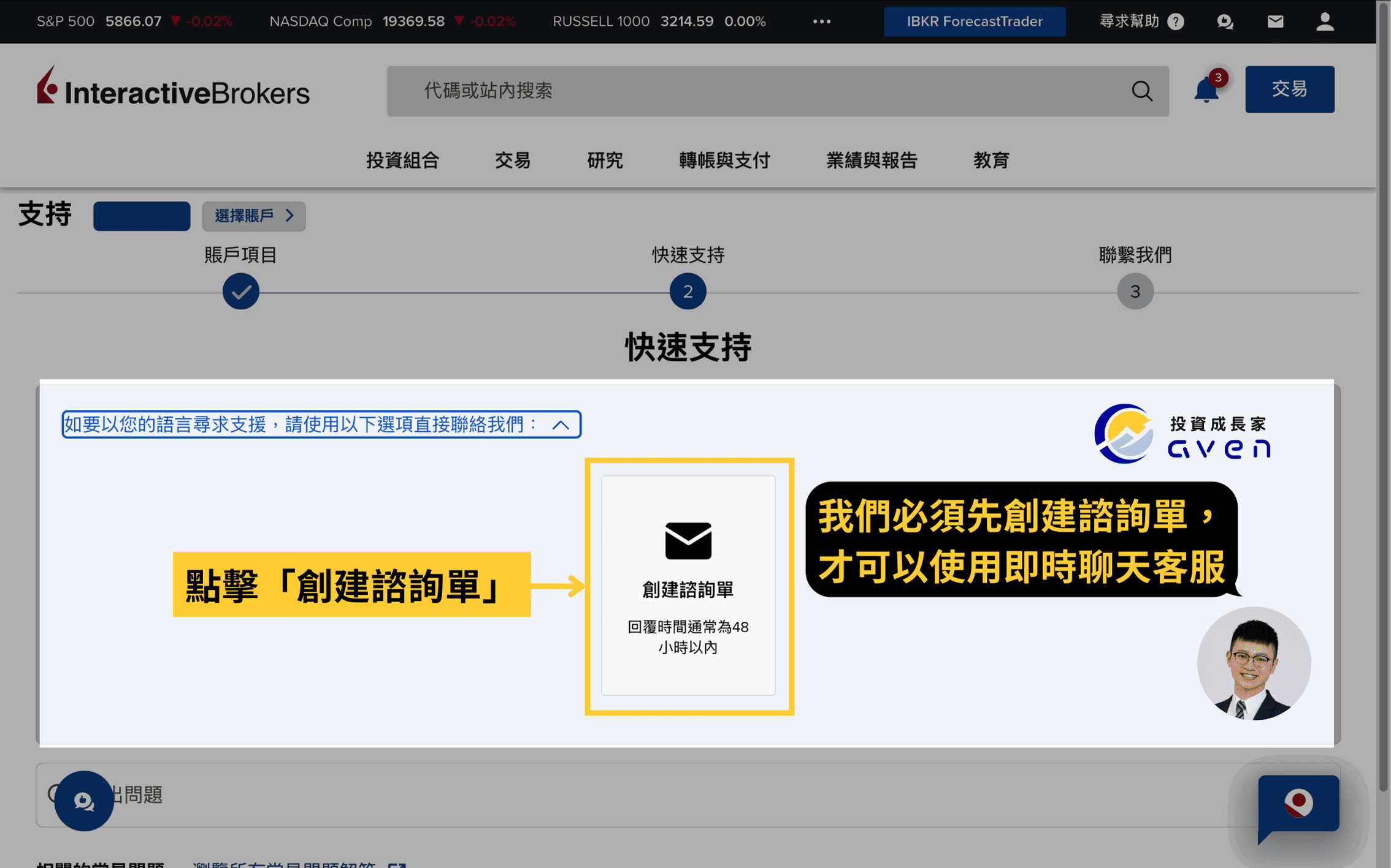 IB盈透證券 真人即時聊天客服 IBKR客服