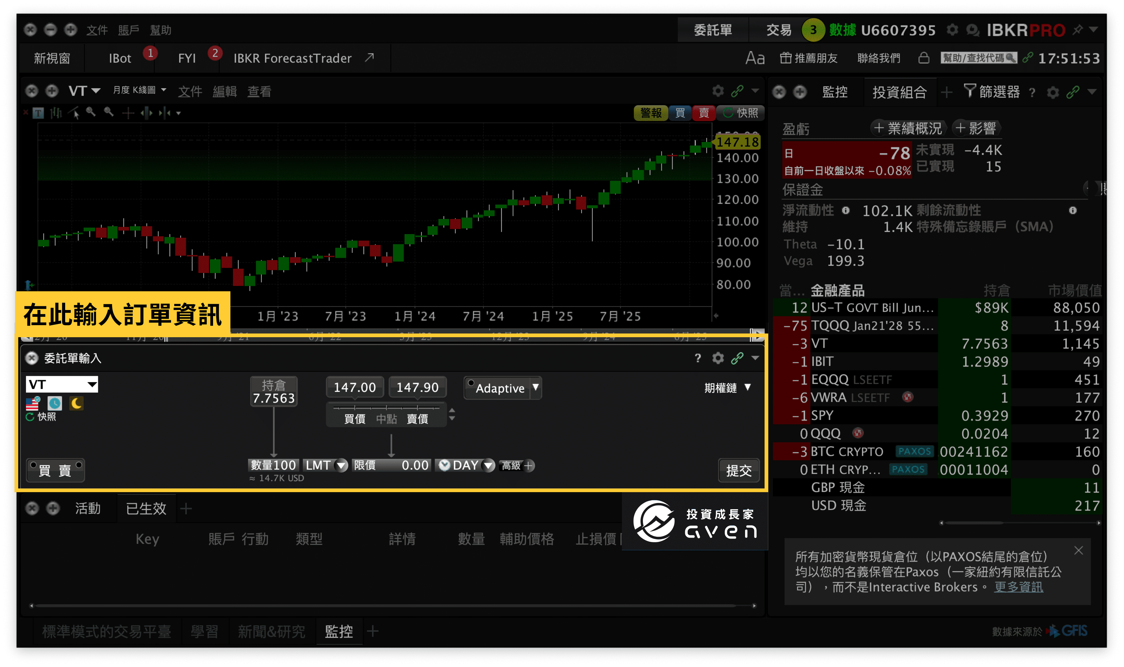 IB盈透證券 IBKR下單教學(止損單、止盈單 設定)