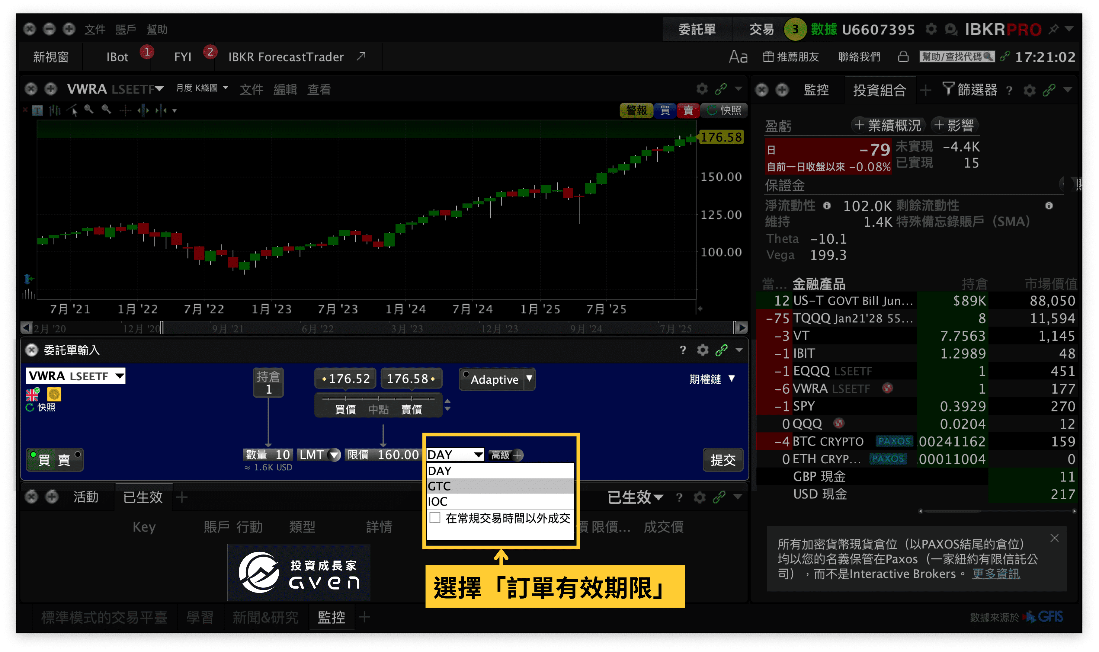 IB盈透證券 IBKR下單教學(止損單、止盈單 設定)