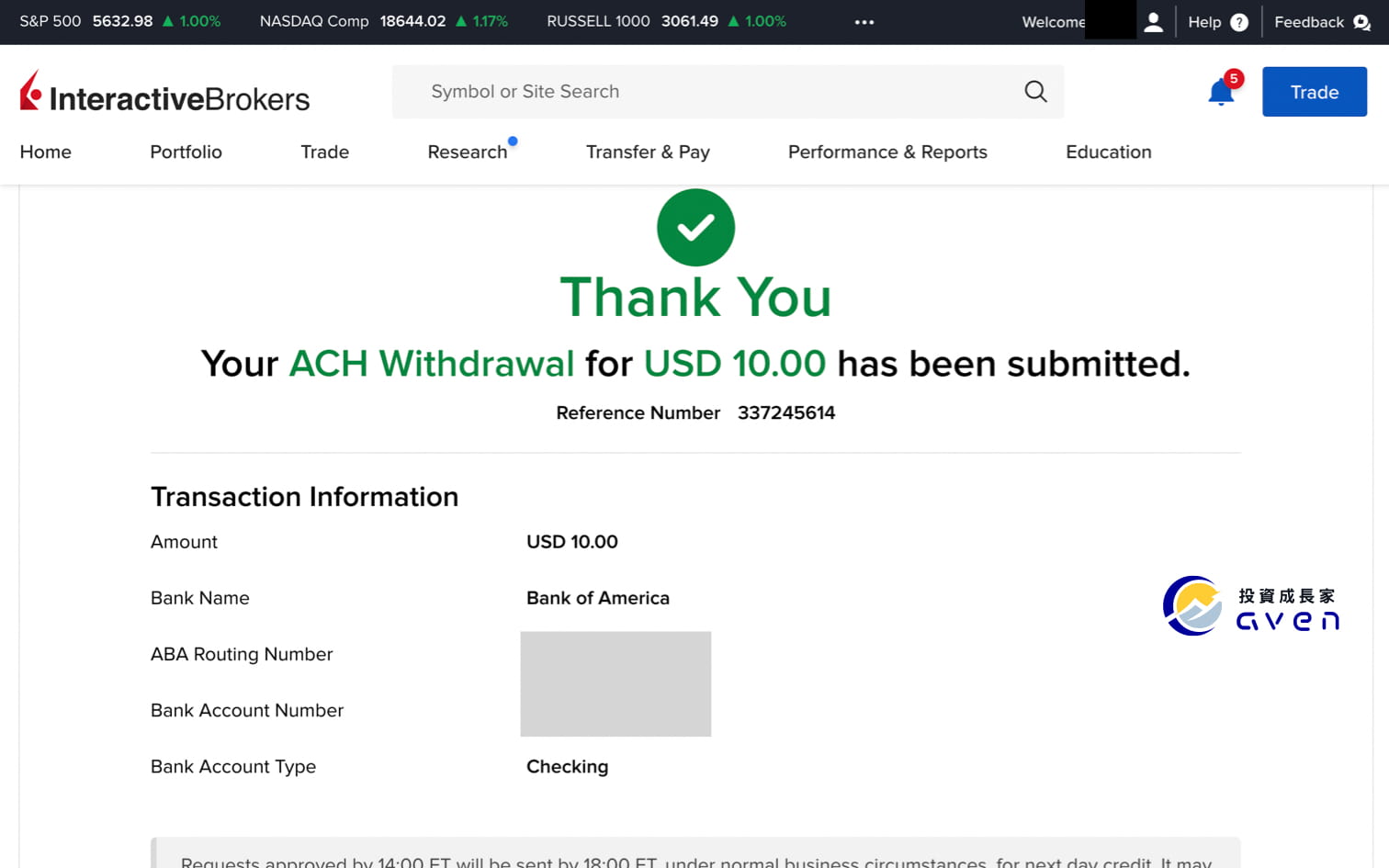 Interactive Brokers withdraw 61